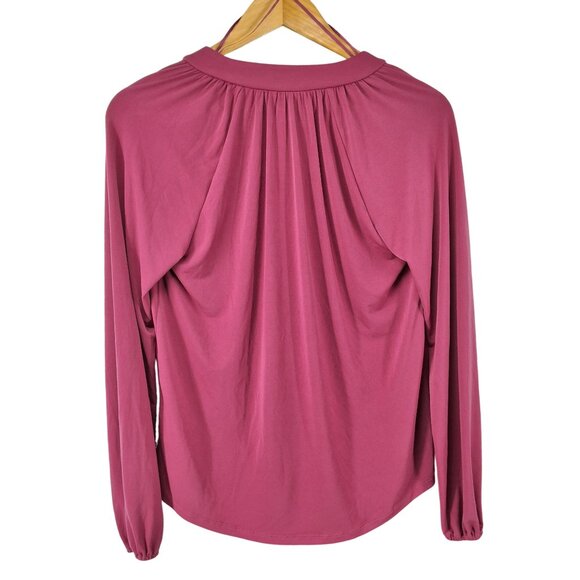 Michael Michael Kors Berry Long-Sleeve Top With Grommet Rhinestone Tie Neckline - Picture 3 of 6